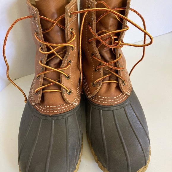 L.L. Bean Duck Boots Lace Up Leather Top Made in Maine Men’s HM - Picture 4 of 9